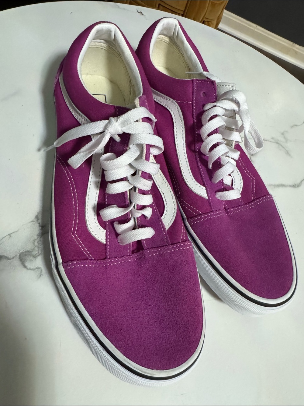 Mens Vans Suede Lace-Up Sneakers in purple/Magenta with White Stripe